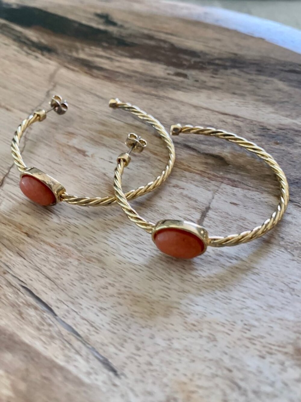Dyrberg/Kern Kanti coloured jade hoop earrings boho style